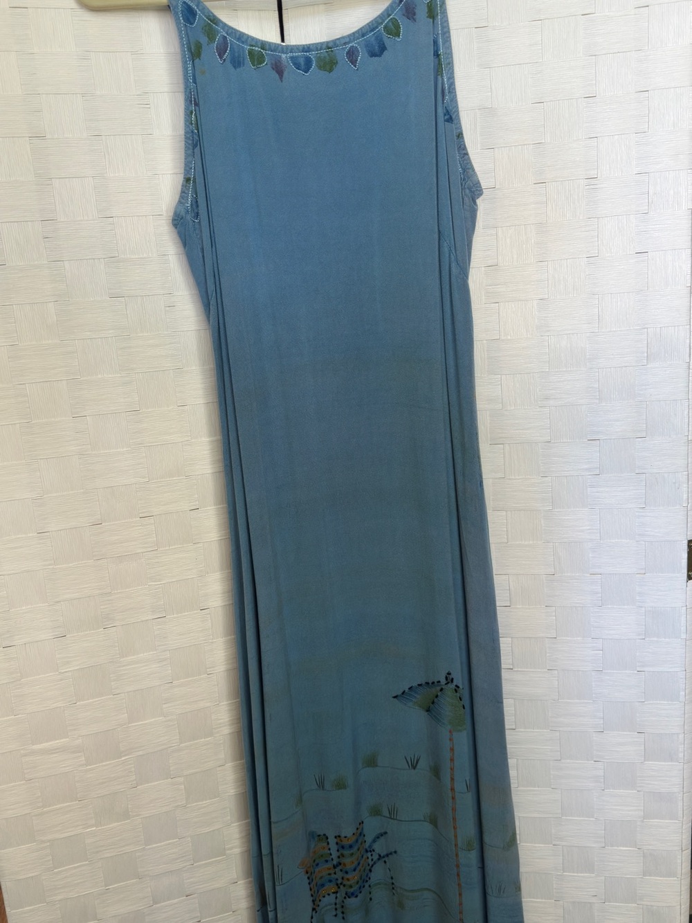 raya sun Blue Maxi Dress with Multicolor Embroidery